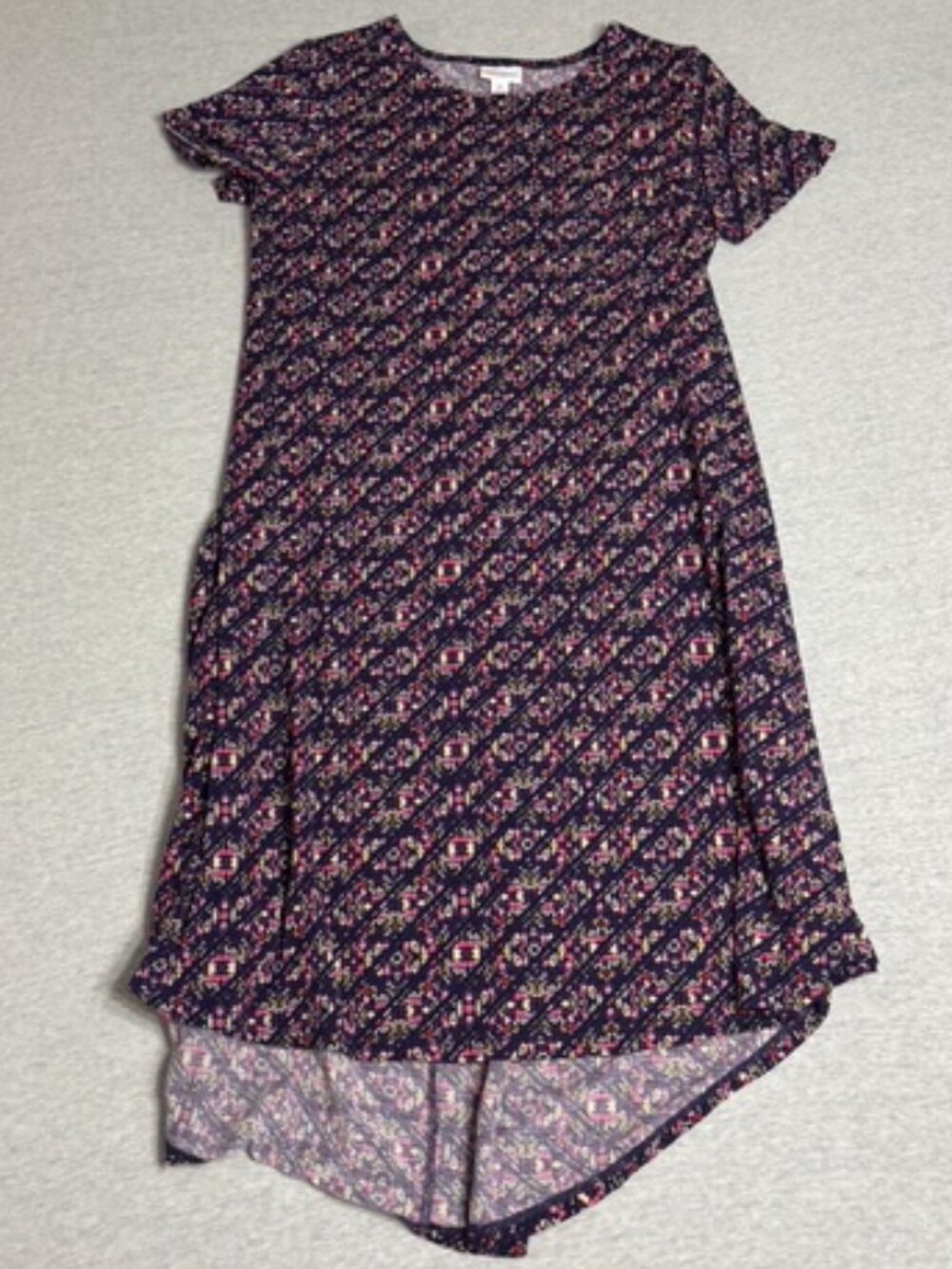 LuLaRoe Carly Dress Geometric Print Hi Low Size M